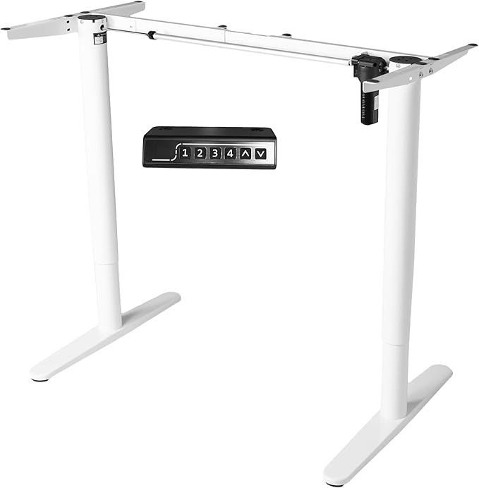 VIVO Electric Single Motor Standing Desk Frame for 41 to 74 in Table Tops, Memory Height Adjustment, Frame Only, White, DESK-E151EW