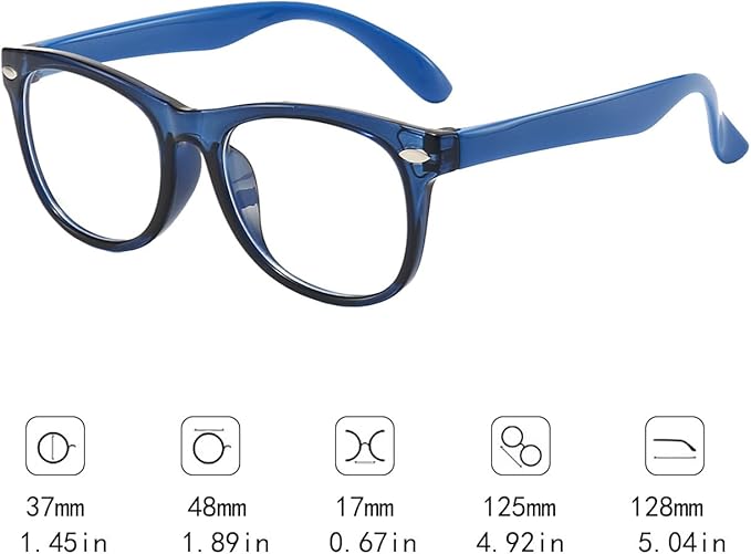 1 Pack kids Blue Light Blocking Glasses For Girls And Boys Computer Blue Light Blocking Glasses For Age 3-11 (Dark blue)