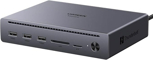 UGREEN Maxidok Thunderbolt 5 Hub Revodok 10 in 1, 120Gbps with 3×TBT5 (Single 8K / Dual 6K), 140W Total Power, DP2.1, Gigabit Ethernet, SD/TF 3.0 Docking Station for MacBooks and Windows Laptops