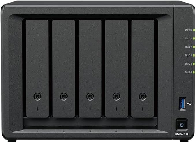 Synology DS1525+(2X 2.5GbE Ports, Ryzen V1500B, 8GB RAM) 5-Bay 20TB Bundle with 5X 4TB WD Red Plus HDDs
