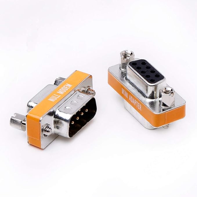 DB9 Null Modem Adapter Male to Female Slimline Data Transfer Serial Port Adapter 5 Pack