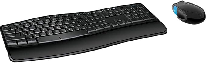 Microsoft Sculpt Comfort Desktop - Black - Wireless, Comfortable, Ergonomic Keyboard and Mouse Combo with Cushioned Palm Rest and USB Wireless Receiver