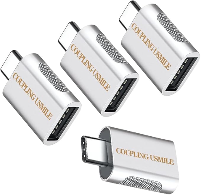 USB C to USB Adapter 4-Pack, 10Gbps High-Speed Type C to USB 3.0 Adapter with OTG, Compatible with MacBook/iPhone 17/16/15/14, iPad, Chromebook, Galaxy S25/S24 (Silver)