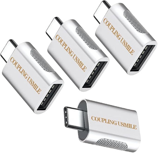USB C to USB Adapter 4-Pack, 10Gbps High-Speed Type C to USB 3.0 Adapter with OTG, Compatible with MacBook/iPhone 17/16/15/14, iPad, Chromebook, Galaxy S25/S24 (Silver)
