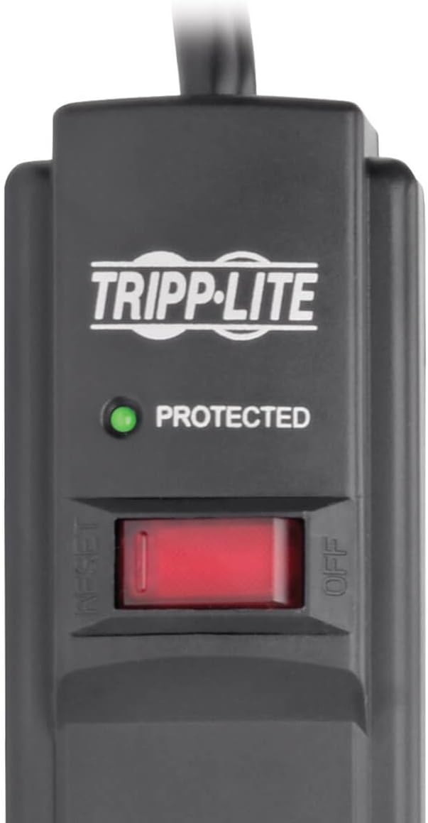 Tripp Lite 6 Outlet Surge Protector Power Strip 6ft Cord 990 Joules Dual USB Charging & Insurance (TLP606USBB)