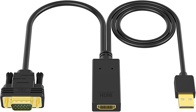 VGA to HDMI Adapter, Uni-Directional 1080P@60Hz VGA (Source) to HDMI (Display) Converter (Male to Female) Compatible with Laptop, Computer, Graphics Card, Monitor, Projector