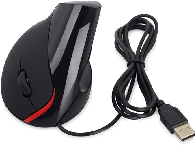 Wired Vertical Mouse, Ergonomic Design Laptop PC Computer Mouse, USB Corded Optical Mouse (Black)