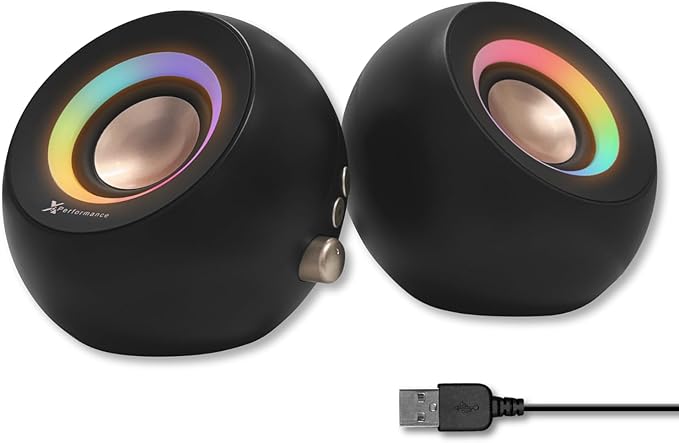 X9 Performance Computer Speakers for Desktop PC - Bluetooth, Aux, and USB Speakers with RGB Lighting for Desk Top, Laptops, Tablet