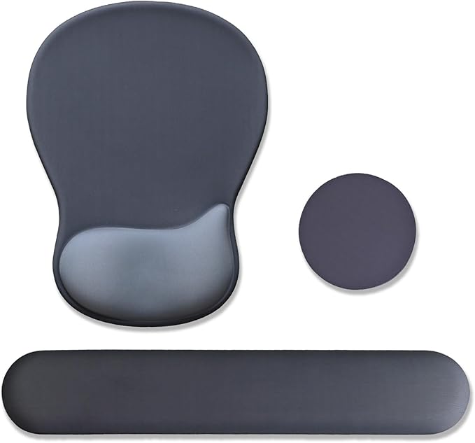 Gel Mouse Pad with Wrist Rest, Ergonomic Office Keyboard Wrist Rest and Mousepad with Wrist Support, Computer Mouse Pad with Non-Slip PU Base and Desk Accessories Mat for Home & Gaming, Onyx Black
