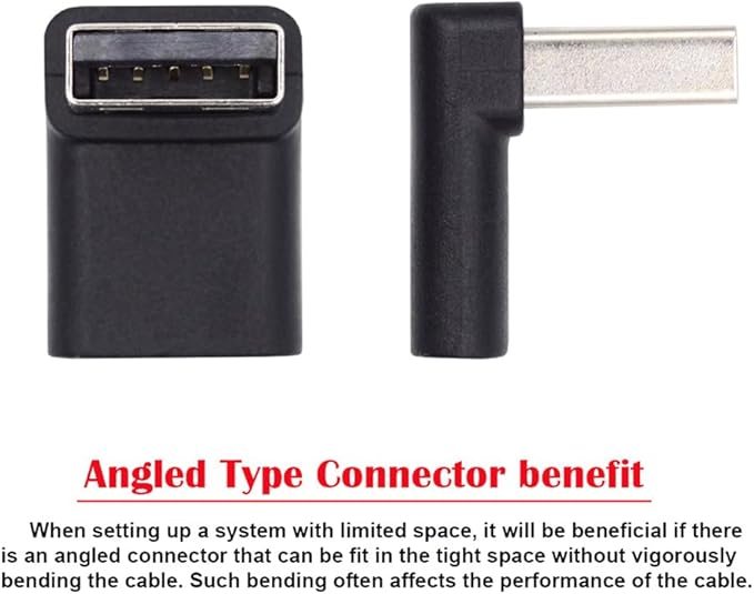 NFHK USB-C Type C Female 90 Degree Up Angled to USB 3.0 A Male Data Adapter for Laptop Desktop