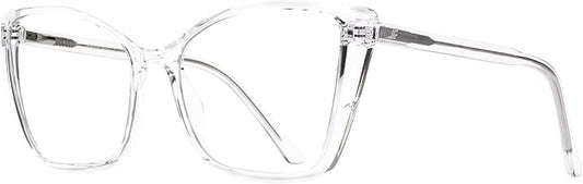 Blue Light Blocking Glasses for Women, Oversized Trendy Cat Eye Computer Gaming Glasses Anti Glare & UV Glare RF6204 (Clear Cateye Frame)