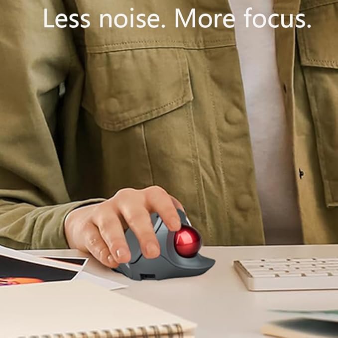 Dual Mode Wireless Vertical Computer Trackball Mouse, Ergonomic Bluetooth Thumb-Control Mouse with Quiet Clicks Ergonomic Design Adjustable CPI ,Built-in 500mAh Battery Rechargeable for PC/Mac/Laptop