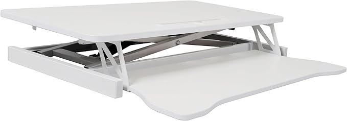 Standing Desk Converter, 32" Wide, Height Adjustable Sit Stand Up Desk Riser with Keyboard Tray, Desktop Workstation for Home Office Computer Laptop, White