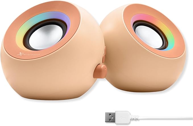 X9 Performance Brown Computer Speakers for Desktop PC with RGB Lighting, Bluetooth, USB, and AUX - Triple Mode Connection, Dual 2.25" Drivers for Work and Play - Bluetooth PC Speakers