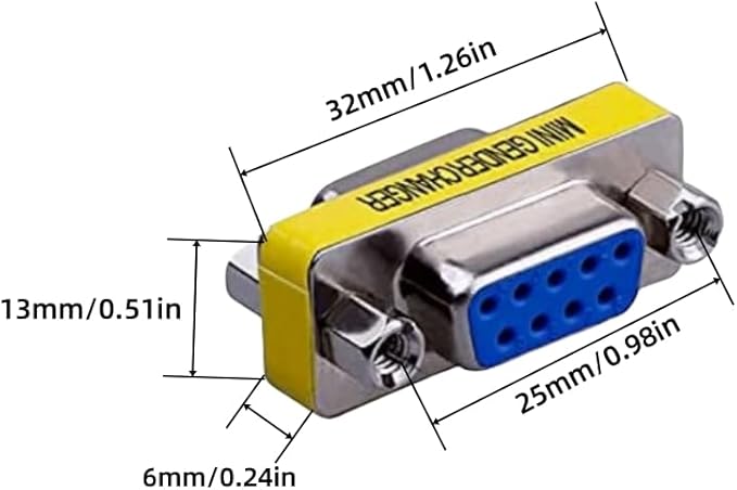 2 Pack Rs232 Serial Cable 9 Pin DB9 Female to FemaleGender Changer Coupler Adapter Connector