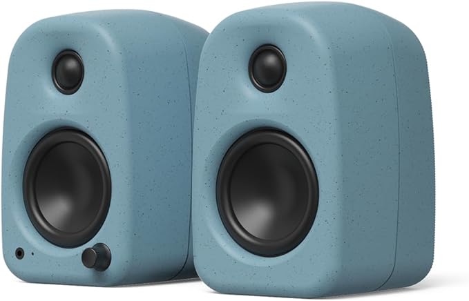 Kanto UKI 100 W Active Desktop Computer Speakers with Bluetooth and USB-C | Intelligent Sub Integration | Headphone Out | Pair | Cornflower