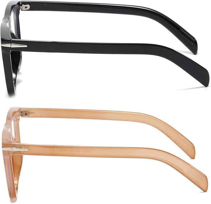 NIDOVIX Trendy Square Blue Light Blocking Glasses for Men Women, Fashion Frame Non-prescription Computer Glasses (Black+Amber)