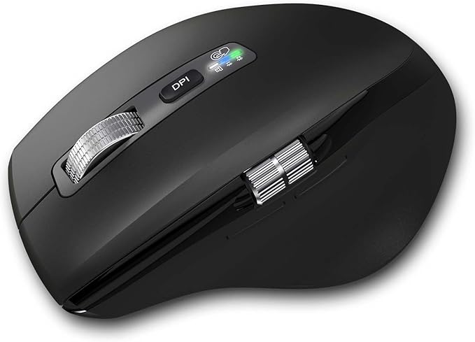 Wireless Bluetooth Side Scroll Mouse with Multi-Device, Ergonomic Computer Mice with Smart Flying Scroll, Quiet Click 4-Level DPI for Computer, Laptop, iPad, Tablet, MacBook (Black)