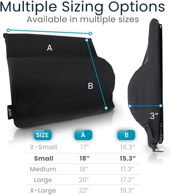 Vive Wheelchair Lumbar Support Cushion for Sling Back Wheel Chairs - Chair Pad for Back Pressure Relief - Memory Foam Backrest - Fits Most Wheelchairs & Transport Chairs - Improves Posture