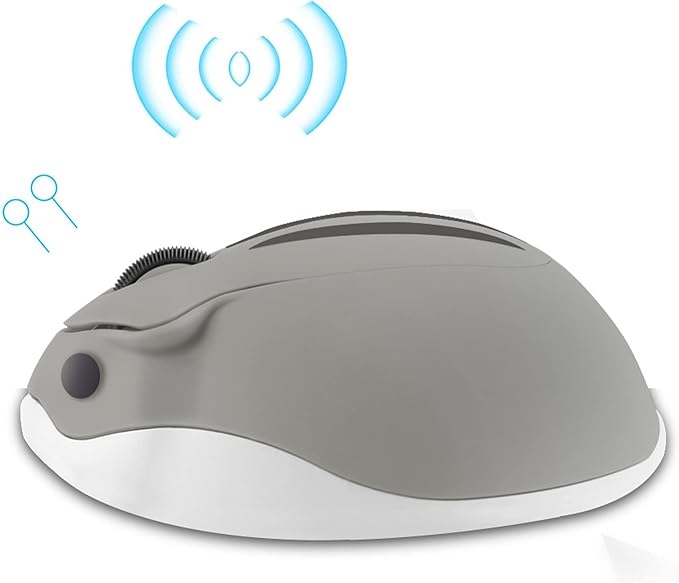 elec Space Cute Animal Hamster Shape Wireless Mouse - Silent, 3-Button Design for Laptop & PC; Includes Random Color Cable Clip - Perfect Computer Mouse-Grey
