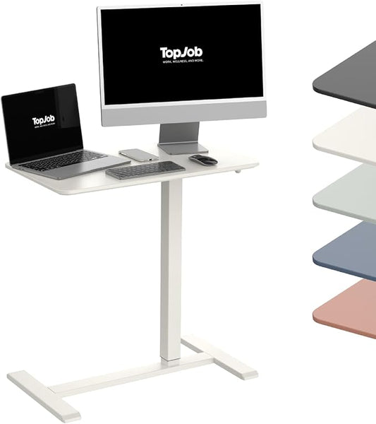 TopJob ANYDESK NEST Mobile Standing Desk, Portable with Hidden Wheels Non Folding, Sit Stand Desk, Computer Workstations, Home Use, Couch Side Table, Bedside Table, Kitchen Prep Table (Mist)
