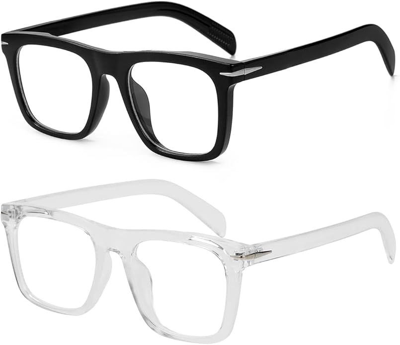 Gleyemor Blue Light Glasses for Men Women Trendy Square Frame Blue Light Blocking Lens Computer Glasses