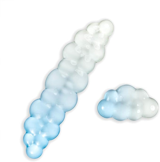 Ergonomic Gel Cloud Keyboard and Mouse Wrist Rest Set – Clear Wrist Rest for Computer Keyboard 60%/68%/75%, Comfort & Support for Typing and Gaming (White Blue)