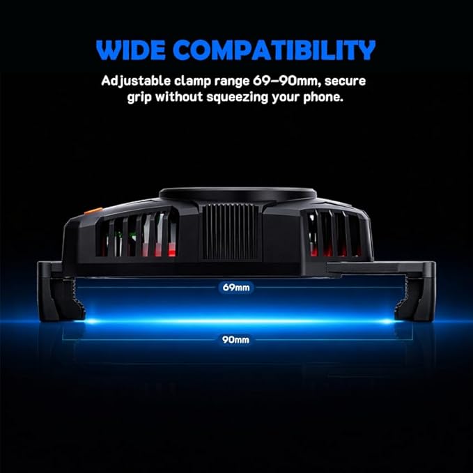 Portable Slim Phone Cooling Pad, USB Low Noise Phone Cooler Mat for iPhone Android Samsung, Non-Slip Heat Dissipation Pad for Gaming Travel Car Desk Video Calls