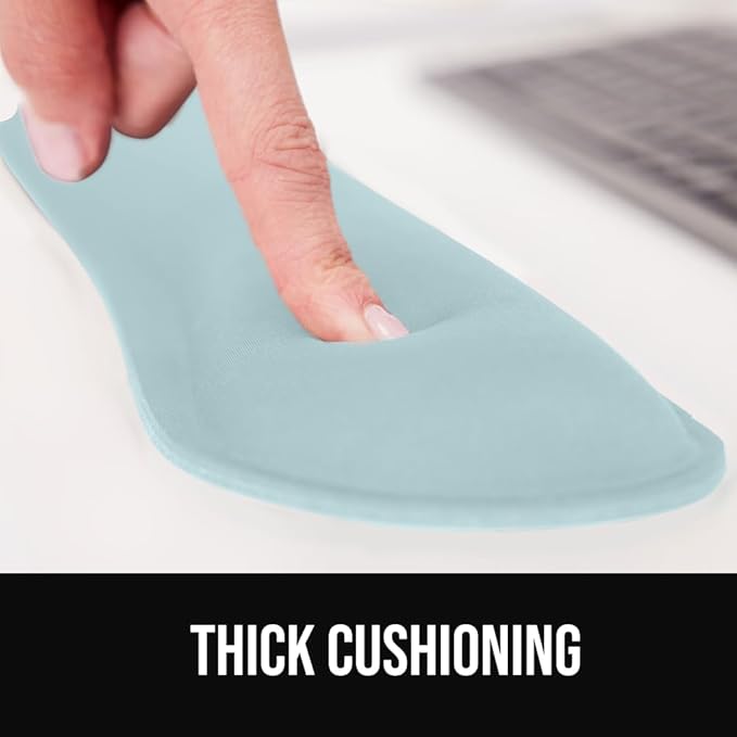 GORILLA GRIP Silky Gel Memory Foam Wrist Rest for Computer Keyboard, Mouse, Ergonomic Design for Typing Pain Relief, Desk Pads Support Hand, Arm, Mousepad Rests, Stain Resistant, 2 Piece Pad Sky Blue