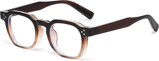 AIEYEZO Retro Blue Light Glasses for Men Women Square Thick Framed Eyeglasses Trendy Vintage Computer Glasses