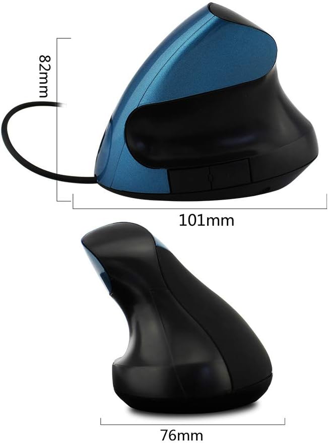 Wired Vertical Mouse, Ergonomic Design Laptop PC Computer Mouse, USB Corded Optical Mouse (Blue)