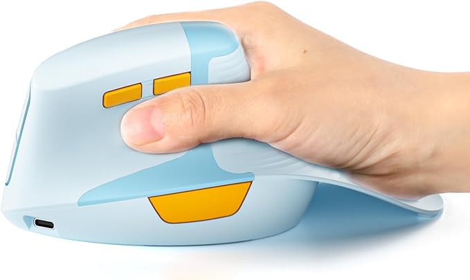 seenda Ergonomic Mouse Rechargeable, Multi-Device Connection（2.4G&Type C, Vertical Wireless Mouse with Instant Desktop Return Key, Palm Rest, Anti-Slip Optical Mice for Mac OS, Windows, Blue