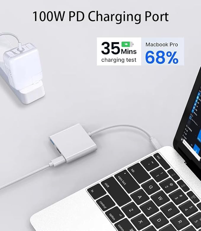 USB-C to HDMI Multiport Adapter with HDMI 4K@60Hz Output USB 3.0 Port and USB-C Charging Port, Type-C to Digital AV Hub for Apple iPhone 15, MacBook Pro/Air, iPad Pro, iMac, Galaxy S22 More (White)