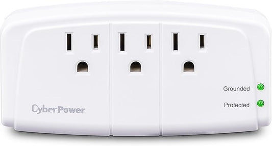 CyberPower CSB300W Essential Surge Protector, 900J/125V, 3 Outlets, Wall Tap
