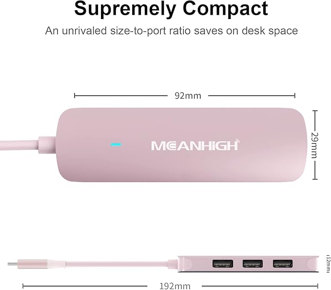 USB C Hub MEANHIGH 4 Port USB 3.0 Hub for Laptop USB 2.0 Port Expander Multi Splitter for Computer Type C Dongle for MacBook Mac Air iPad PC Flash Drive Mobile HDD