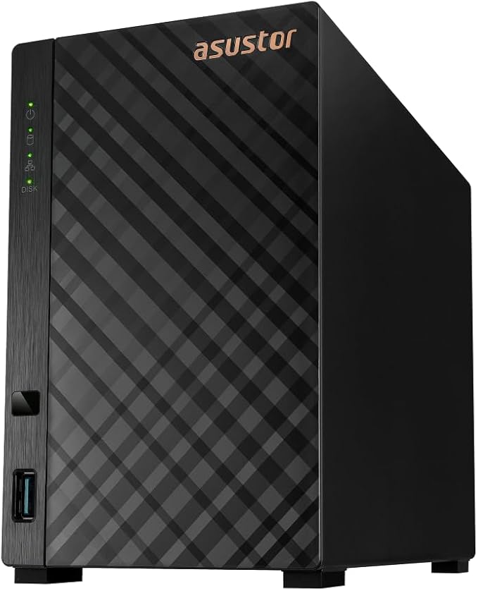 Asustor Drivestor 2 Gen 2 AS1202T, 2 Bay NAS, Quad-Core 1.7GHz CPU, 2.5GbE Port, 1GB DDR4, 3 USB 3.0, Network Attached Storage for Personal and Home Cloud Backup (Diskless)