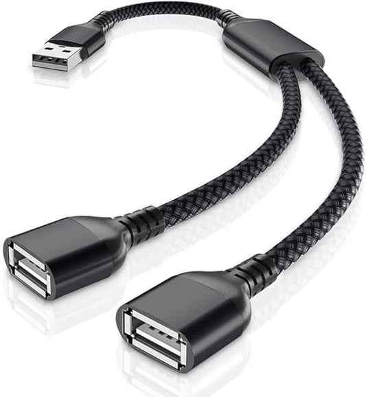 Basesailor USB Splitter 1 in 2 Out 3.3FT,USBA Male to Double Female Y Cable Extension Adapter,Dual USB Port Extender Hub,Data Charger Power Splite for Car,Xbox One Series,PS5,Laptop,Keyboard,Mouse