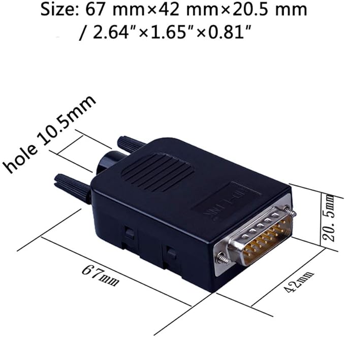 DB15 Solderless Serial to 15-pin Port Terminal Adapter Connector Breakout Board with Case Long Bolts Nuts (Male+Female)