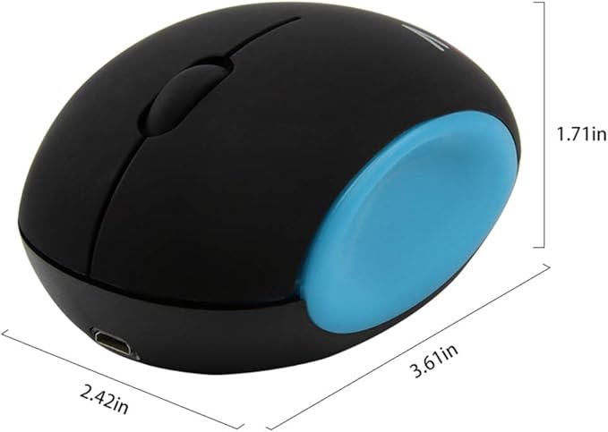 3C Light 2.4GHz Wireless Mini Rechargeable Optical Mouse - Cute, Silent, Portable, 3 Buttons, Cordless for Laptop, Desktop, PC, Notebook (Blue)