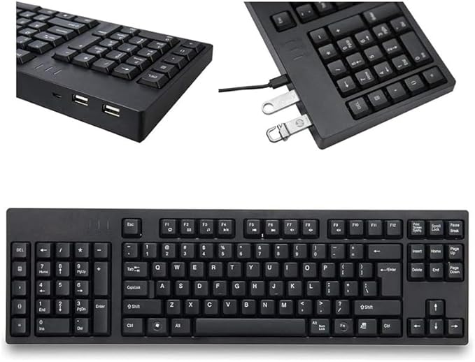 MCSaite Left-Handed Keyboard, Wired Ultra-Thin Keyboard USB Port with 2 Hubs Portable Scissors Foot Structure Fit with Professional or Industrial Use for Computer Laptop Mac Notebook