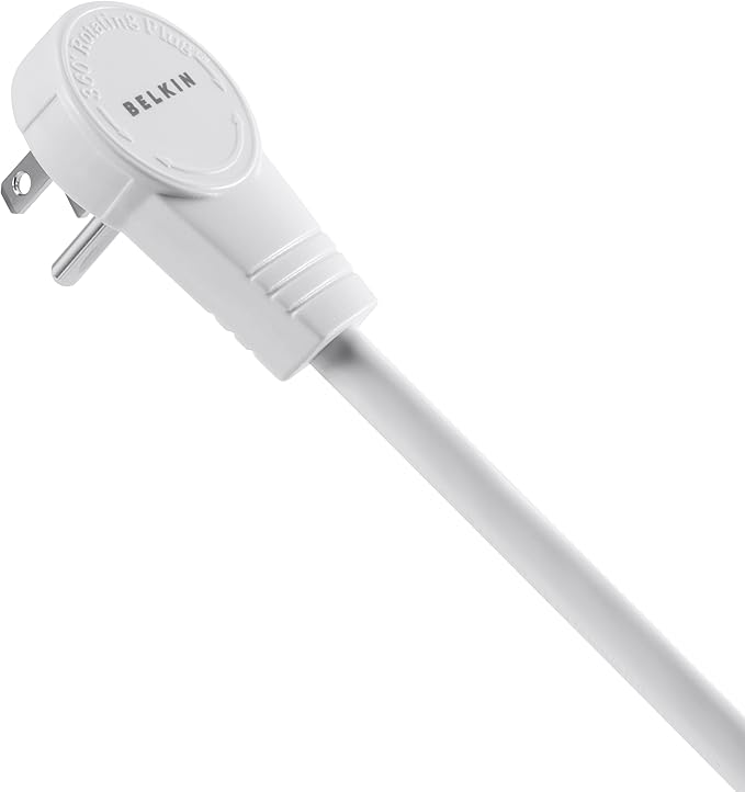 Belkin 6-Outlet SlimLine Power Strip Surge Protector, 6ft Cord and Rotating Plug, 700 Joules, White