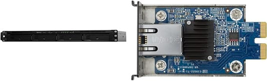 Synology 4-Bay Rackmount NAS RackStation RS422+ (Diskless),Black & Network Upgrade Module adds 1x 10GbE RJ-45 (E10G22-T1-Mini)