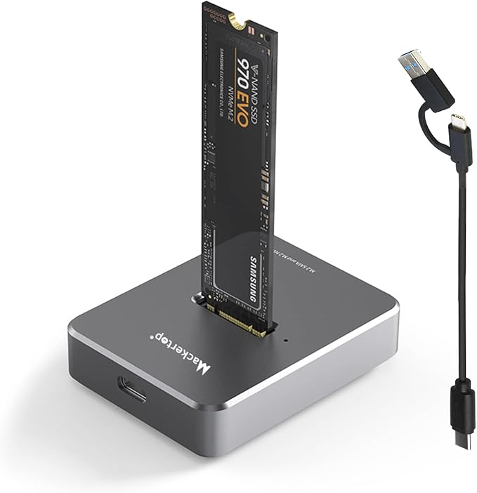 M.2 NVMe & SATA to USB C Docking Station, Aluminum Alloy M.2 SSD to USB A C Reader Adapter for 2280 2260 2242 2230 Enclosure, Fits Both M.2 (M Key, B+M Key) NVMe and SATA NGFF SSDs