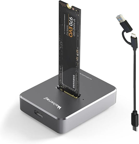 M.2 NVMe & SATA to USB C Docking Station, Aluminum Alloy M.2 SSD to USB A C Reader Adapter for 2280 2260 2242 2230 Enclosure, Fits Both M.2 (M Key, B+M Key) NVMe and SATA NGFF SSDs