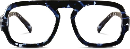 Aviator Blue Light Blocking Glasses for Women Men Square Flat Top Computer TV Eyeglasses Anti Eyestrain
