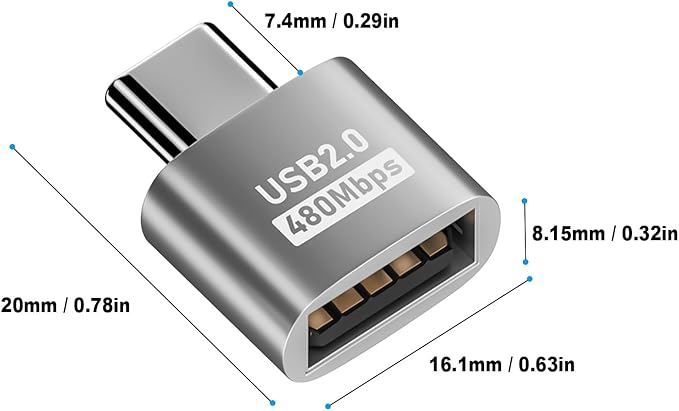 Duttek USB A to USB C Adapter 10 Pack, USB Type C Male to USB 2.0 A Female Extension Connector, USB to USB C Adapter Support 480Mbps Data Transfer, OTG Function and Charging for Phone, Laptop, 10 Pack