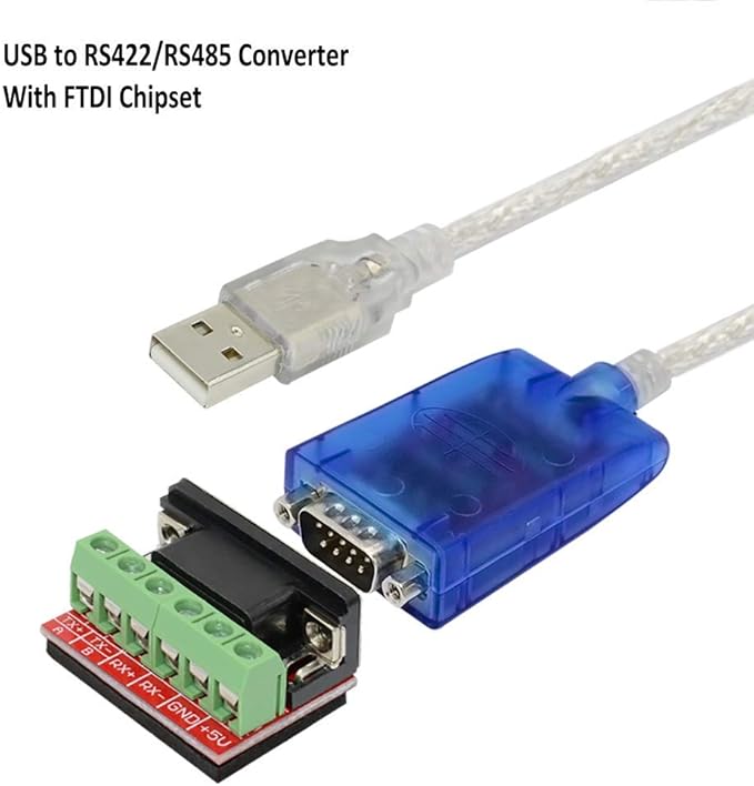 USB to RS422 RS485 Serial Port Converter Adapter Cable with FTDI Chip Support Windows 10, 8, 7, XP and Mac with ESD Protection (10ft/3meter)