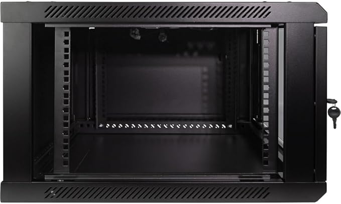 Navepoint 6U Deluxe IT Wallmount Cabinet Enclosure 19-Inch Server Network Rack with Locking Glass Door 24-Inches Deep Black