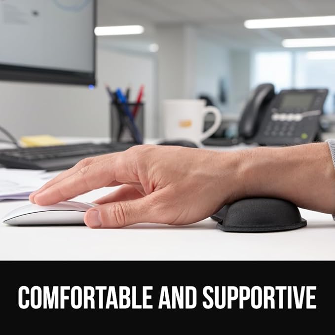 GORILLA GRIP Silky Memory Foam Keyboard Wrist Rest and Mouse Pad for Computer, Ergonomic Typing Support, Desk Office Supplies and Gaming Accessories, Hand & Arm Mousepad Cushions and Coaster Set Black