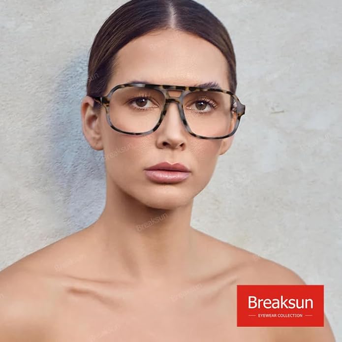 Oversized Square Aviator Glasses for Women Men Big Frame Retro Blue Light Blocking Glasses Vintage Style